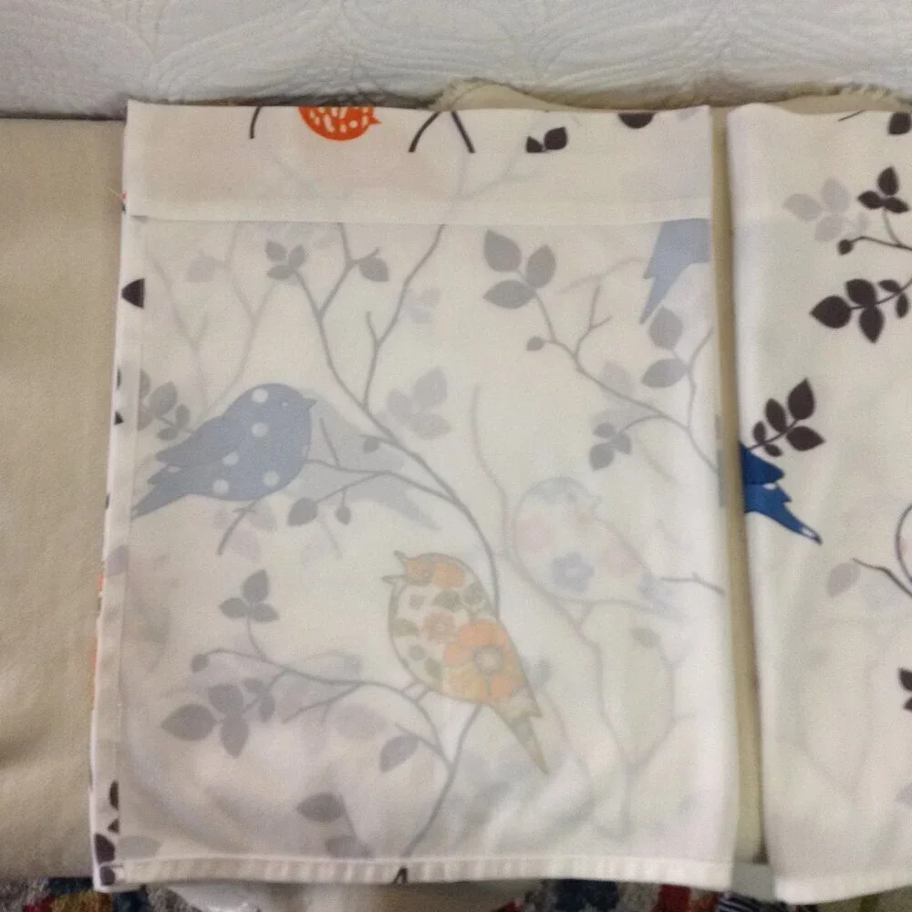 Pair of Charming Bird Bedroom Curtain toppers.  Hippie chic, Bohemian. 54